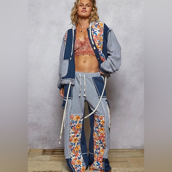 POL Pants - POL SET Jacket & Pants Floral Pattern Relaxed Fit Thermal w Quilted